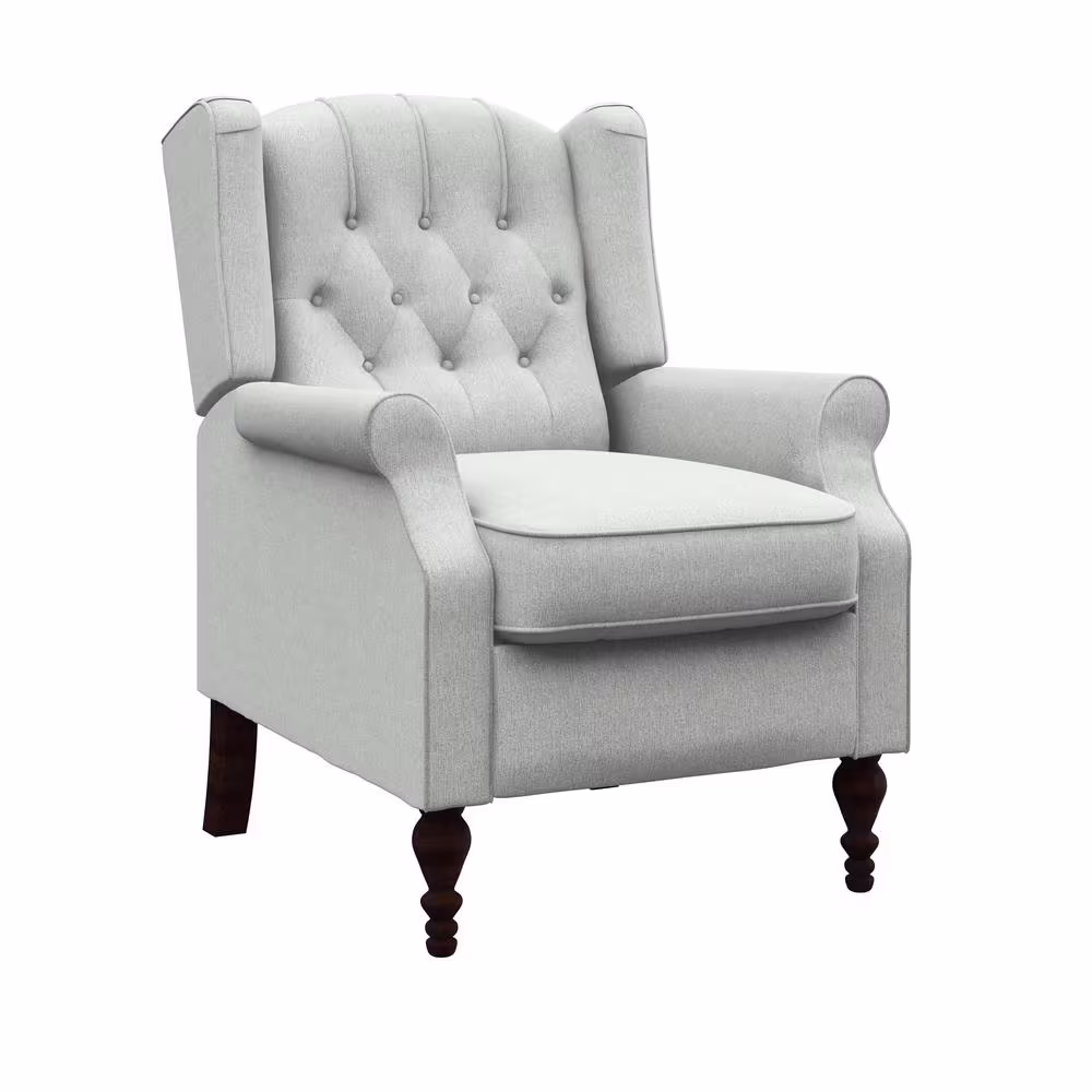 StyleWell Waybrook Stone Gray Upholstered Tufted Wingback Pushback Recliner