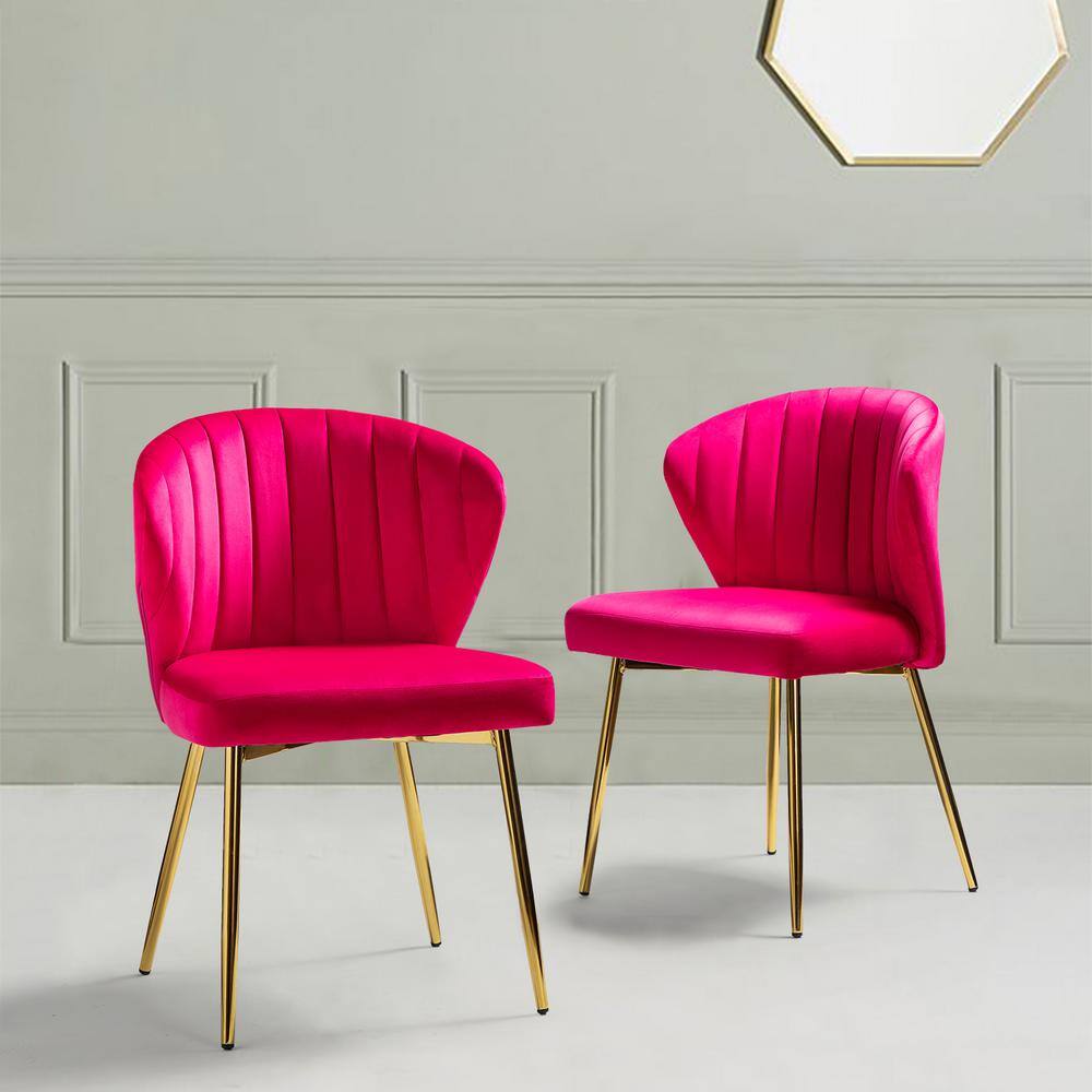 JAYDEN CREATION Milia Fuchsia Tufted Dining Chair (Set of 2)