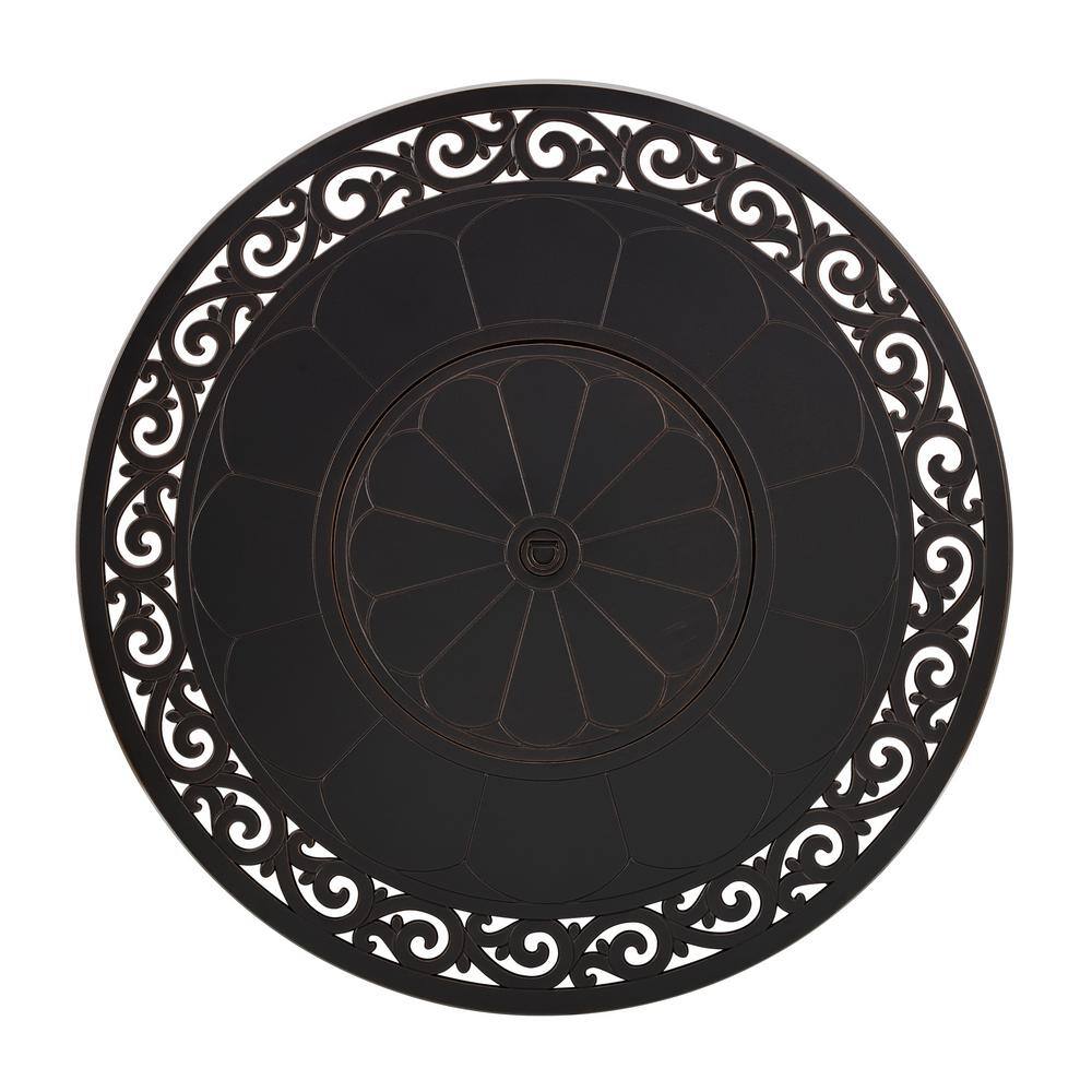 Fire Sense Jackson 34 in. x 24.5 in. Round Aluminum LPG Fire Pit Kit in Antique Bronze