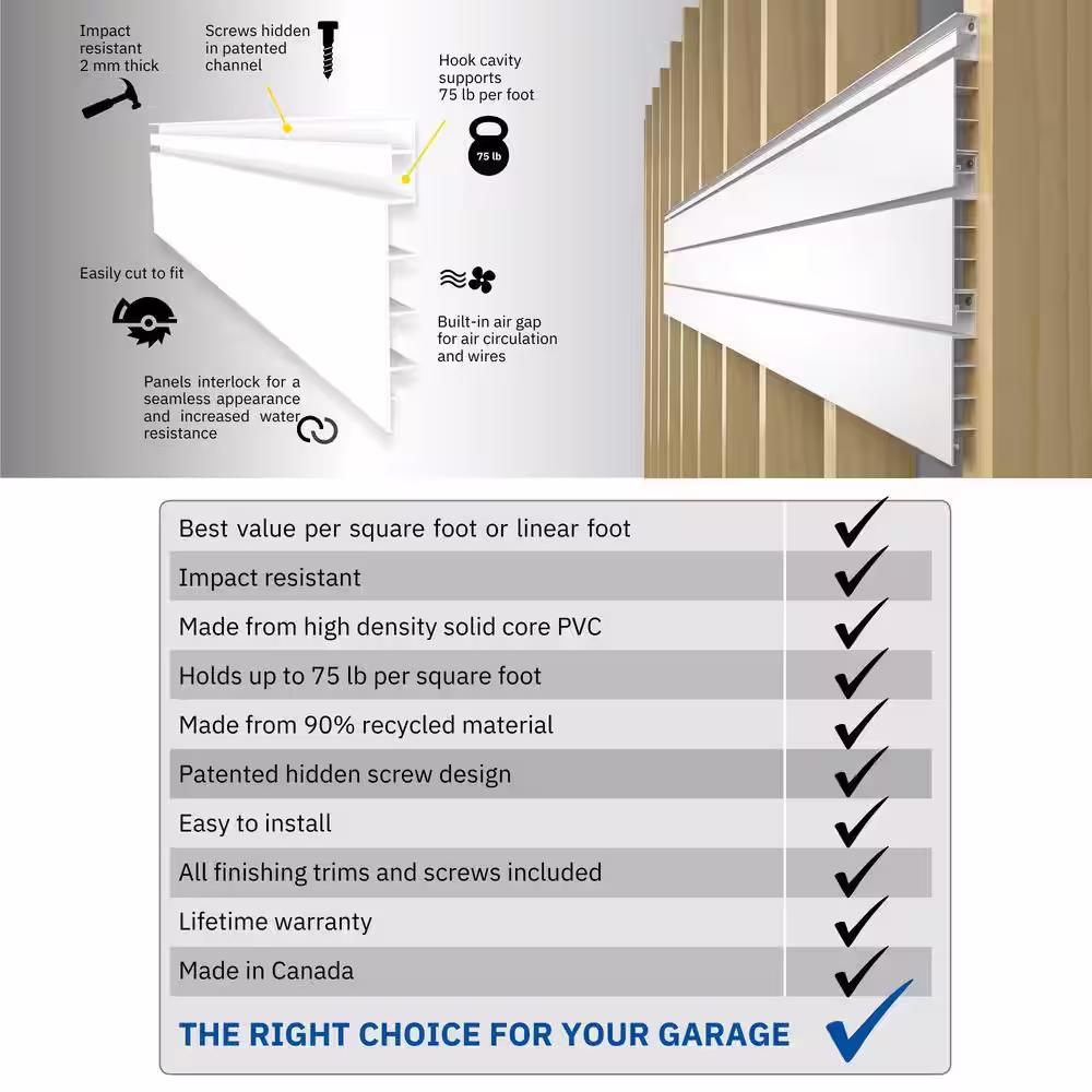 Proslat PVC Slatwall 8 ft. x 4 ft. Charcoal