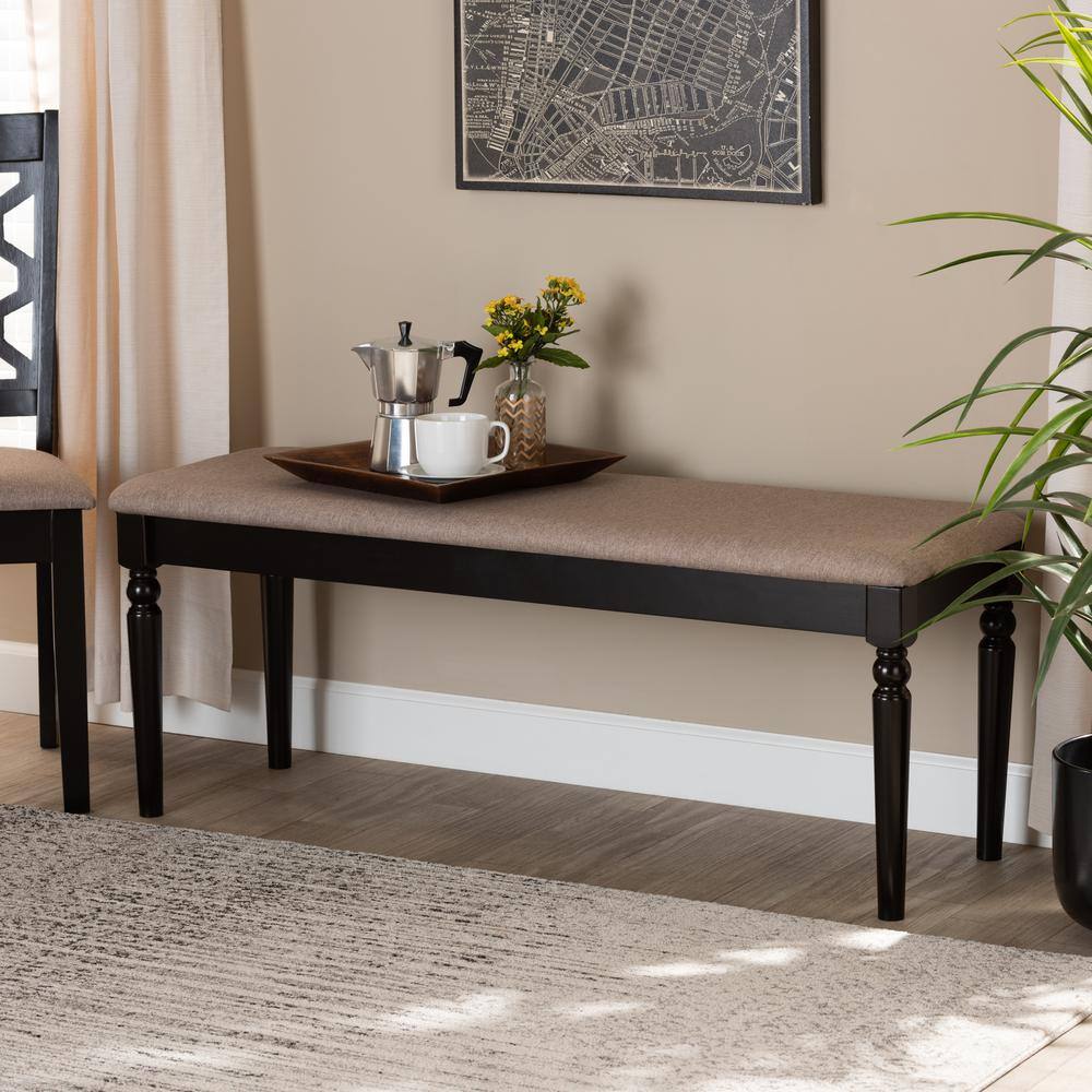 Baxton Studio Giovanni Sand and Dark Brown Dining Bench