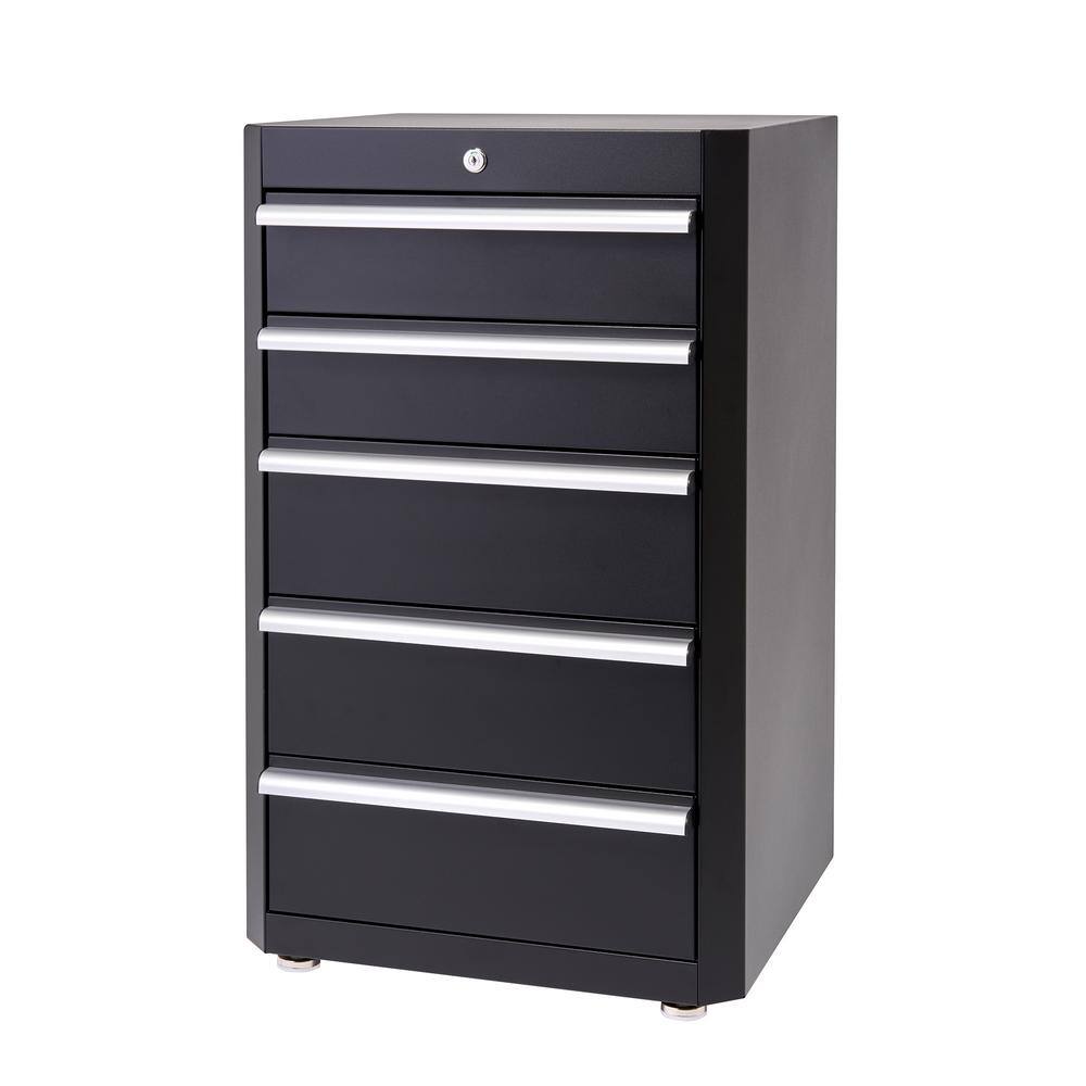 TRINITY 41.3 in. H x 72.2 in. W x 19 in. D Steel Garage Cabinet Set in Black (6-Piece)