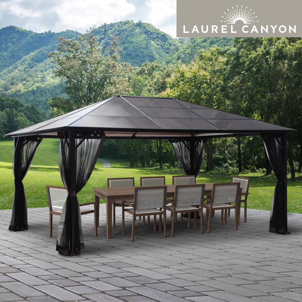 LAUREL CANYON 12 ft. x 16 ft. Polycarbonate Hardtop Gazebo with Mosquito Netting