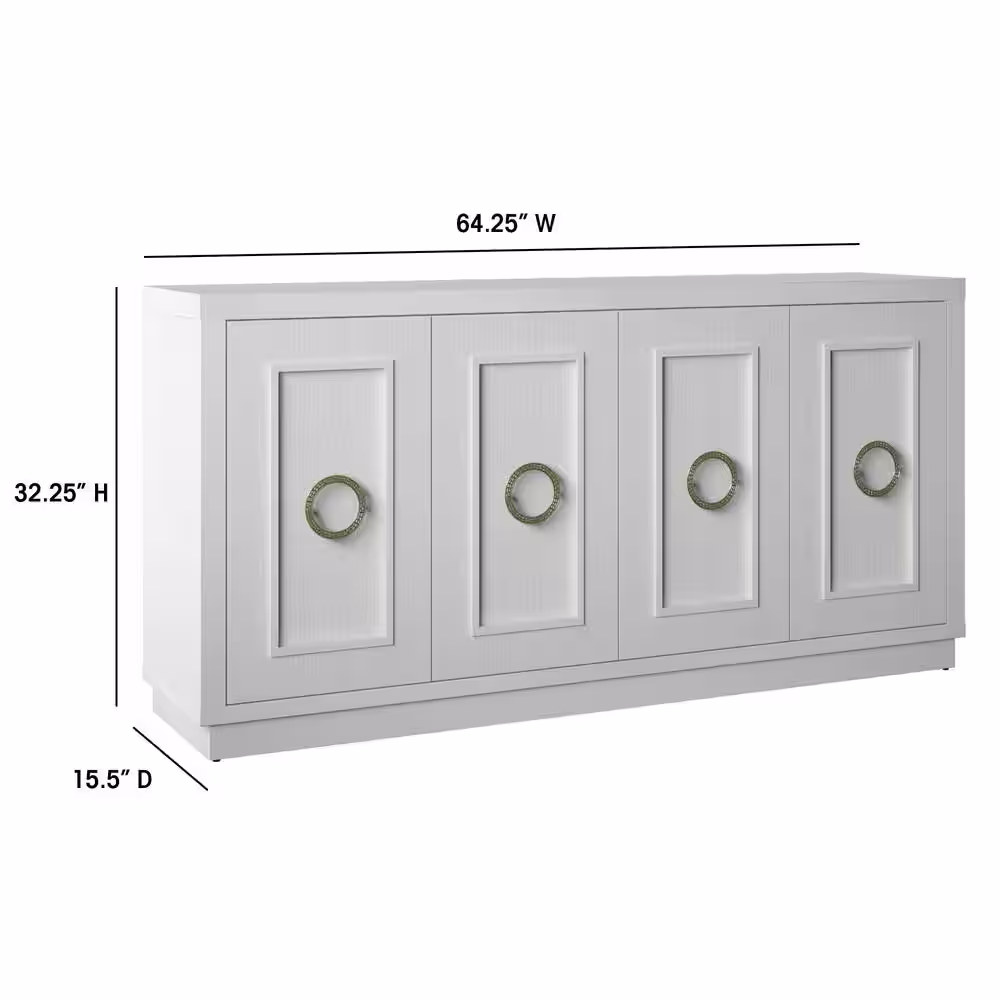 Twin Star Home 64.25 in. White Buffet Sideboard