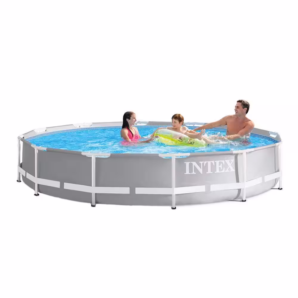 Intex 12 ft. x 30 in. Durable Prism Steel Frame Above Ground Swimming Pool