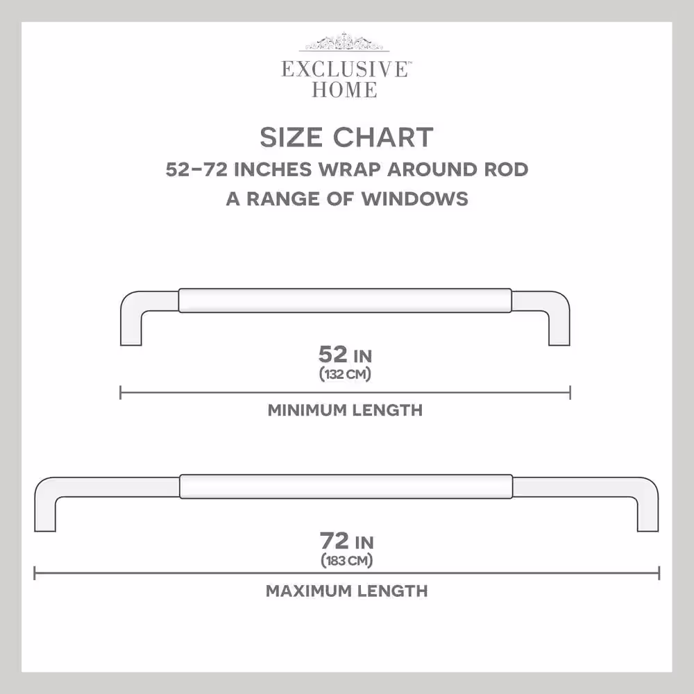EXCLUSIVE HOME Holden 52 in. - 72 in. Adjustable 1 in. Wrap Around Curtain Rod Kit in Matte Black