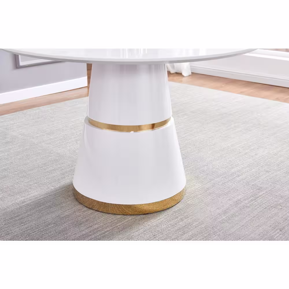 None Taylor 47 in. L Round White Wood Dining Table (Seats 4)