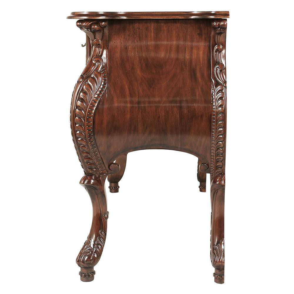 Design Toscano Le Piccard 58 in. Brown Standard Rectangle Top Wood Bombe Console