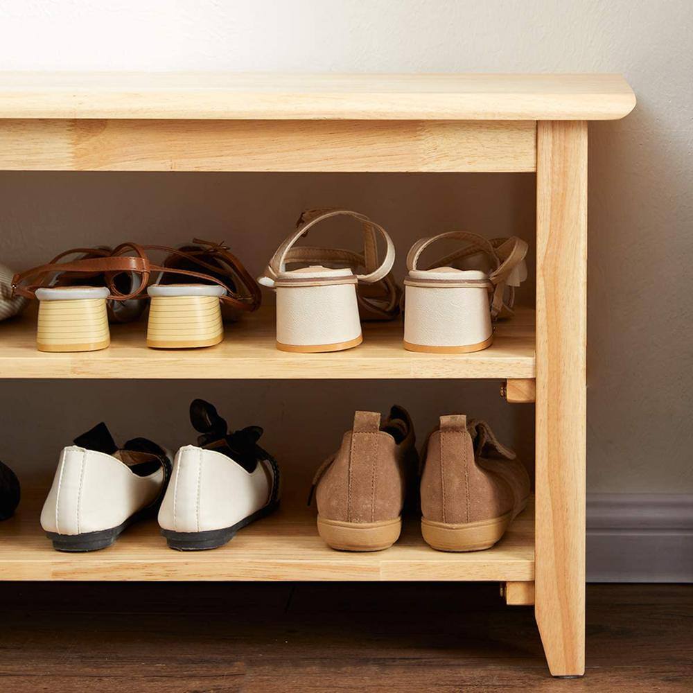 None 16.5 in. H 12-Pair Natural Wood Shoe Rack