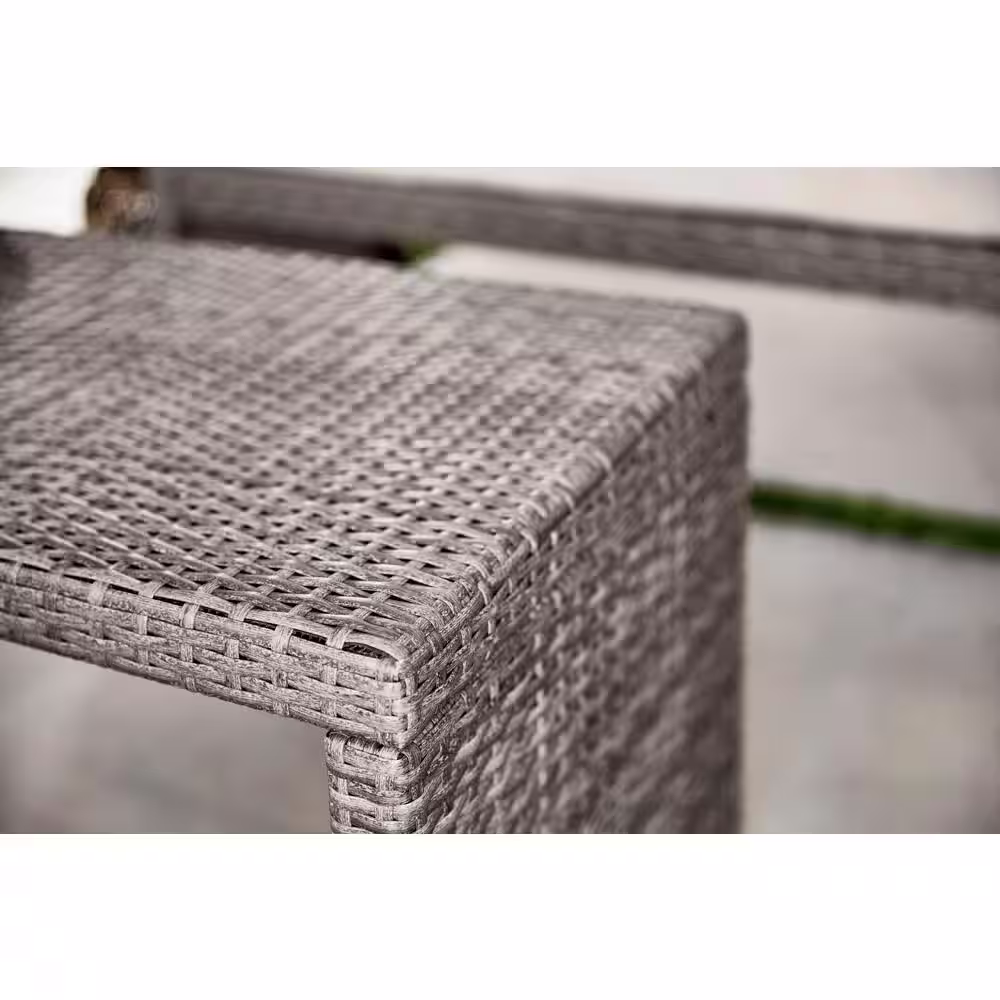 StyleWell Park Trail Grey 4-Piece Wicker Patio Conversation Set with Light Brown Cushions