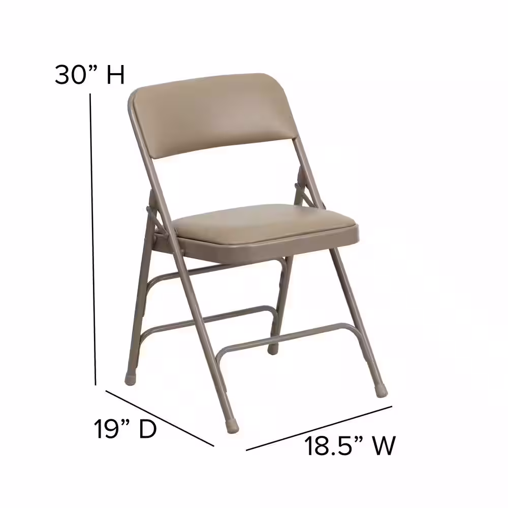 Flash Furniture Beige Vinyl/Beige Frame Metal Folding Chair (4-Pack)