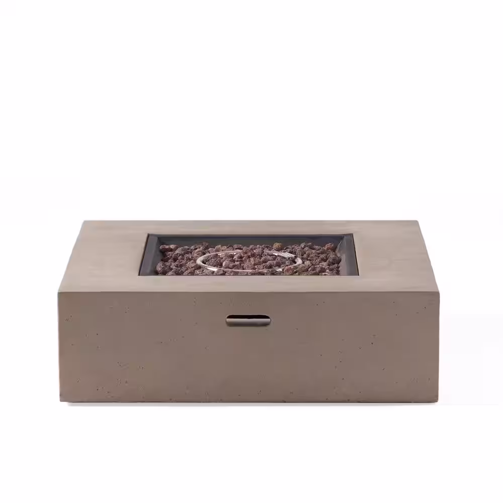 Noble House Mayfair Light Gray Square Stone Fire Pit (No Tank Holder)