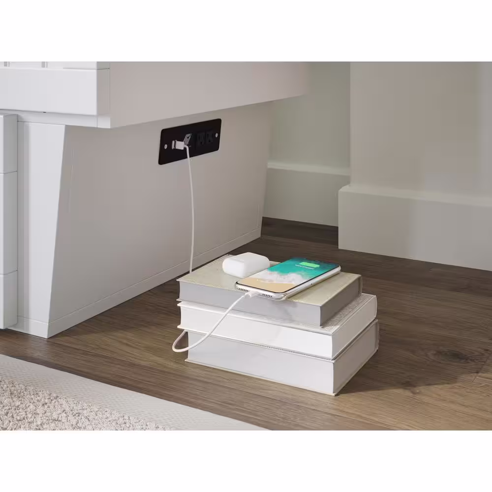 None Nantucket White Murphy Bed Chest with Full Mattress