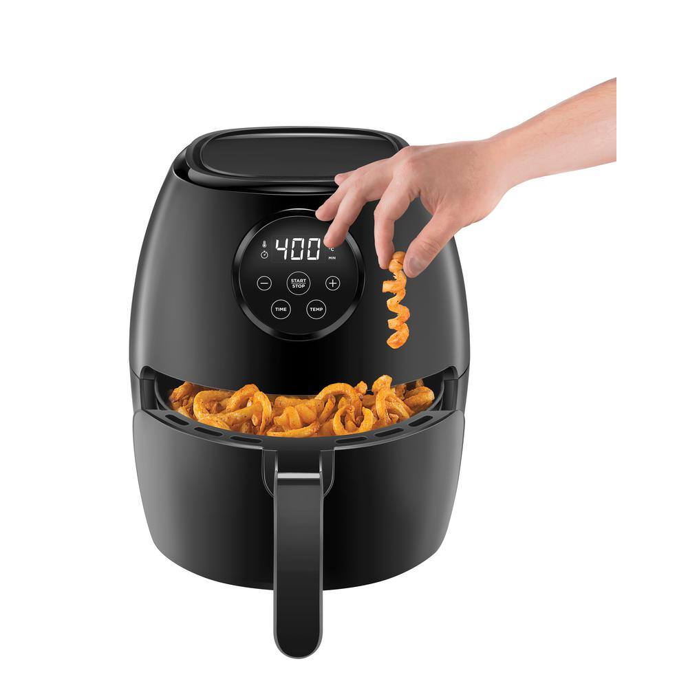 Chefman 3.6 qt. Black Air Fryer with User-Friendly Touch Screen, 60 Minute Timer and Auto Shutoff, Nonstick Basket, and Cookbook