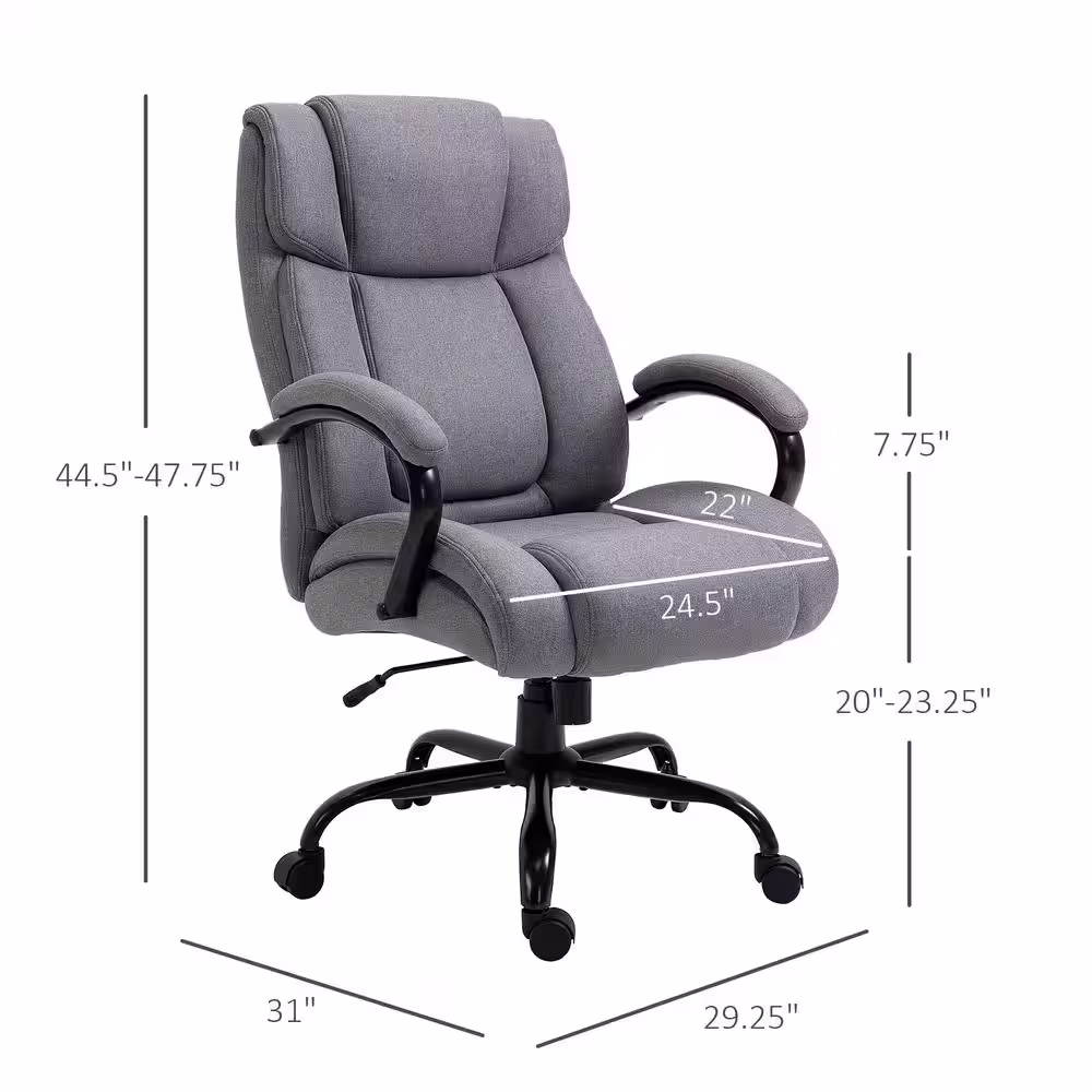 Vinsetto Light Grey, Big and Tall Executive Office Chair High Back Computer Desk Chair Ergonomic Swivel Chair with Linen Fabric
