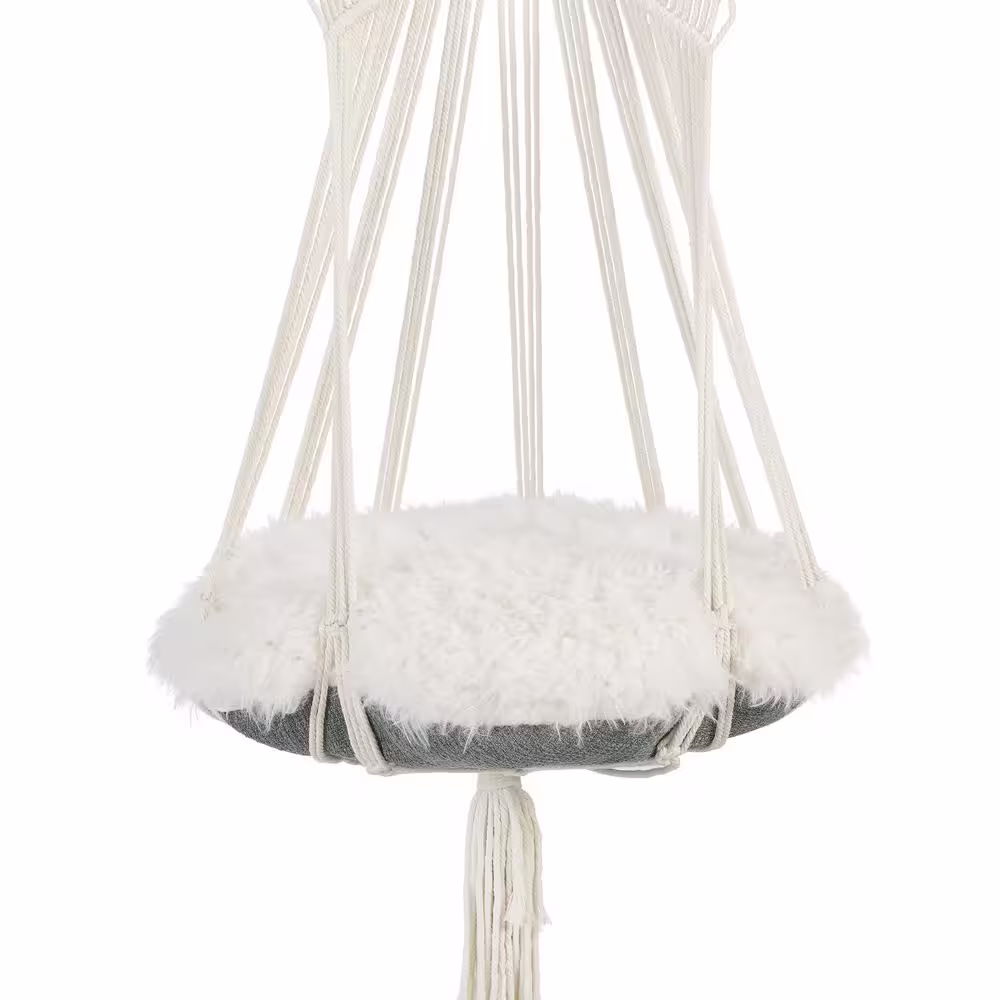 None Lucy White Macrame Cat Tree