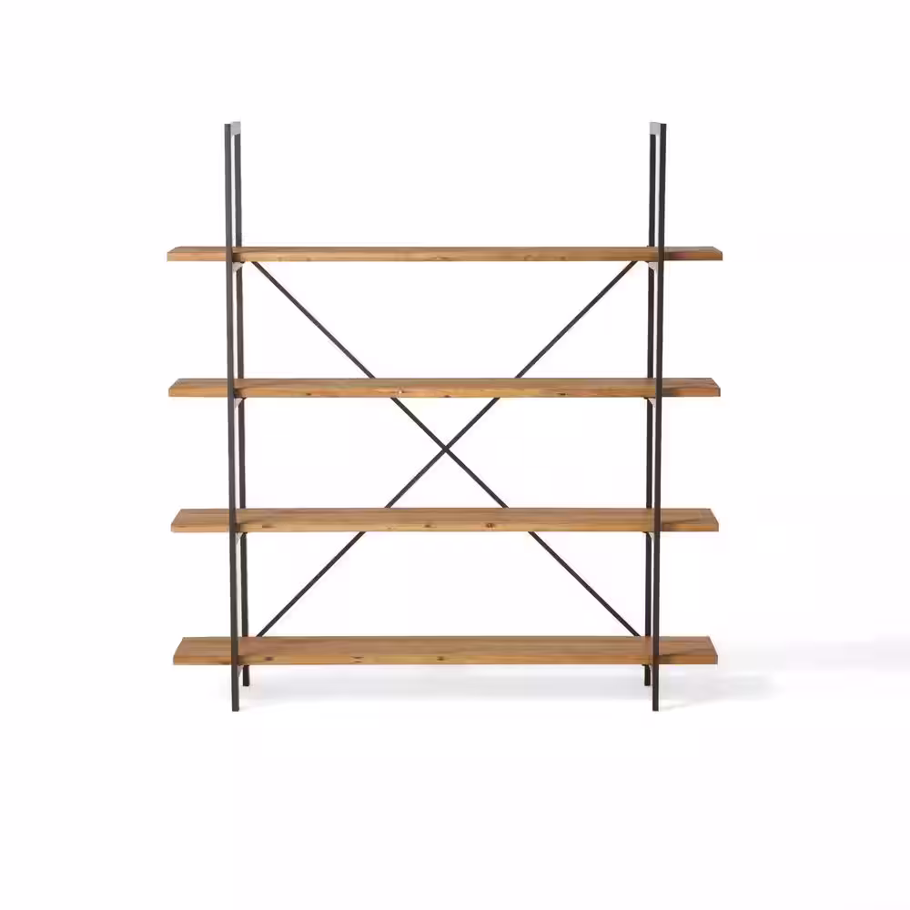 Noble House Irene 79 in. Antique Brown Wood 4-Shelf Accent Bookcase