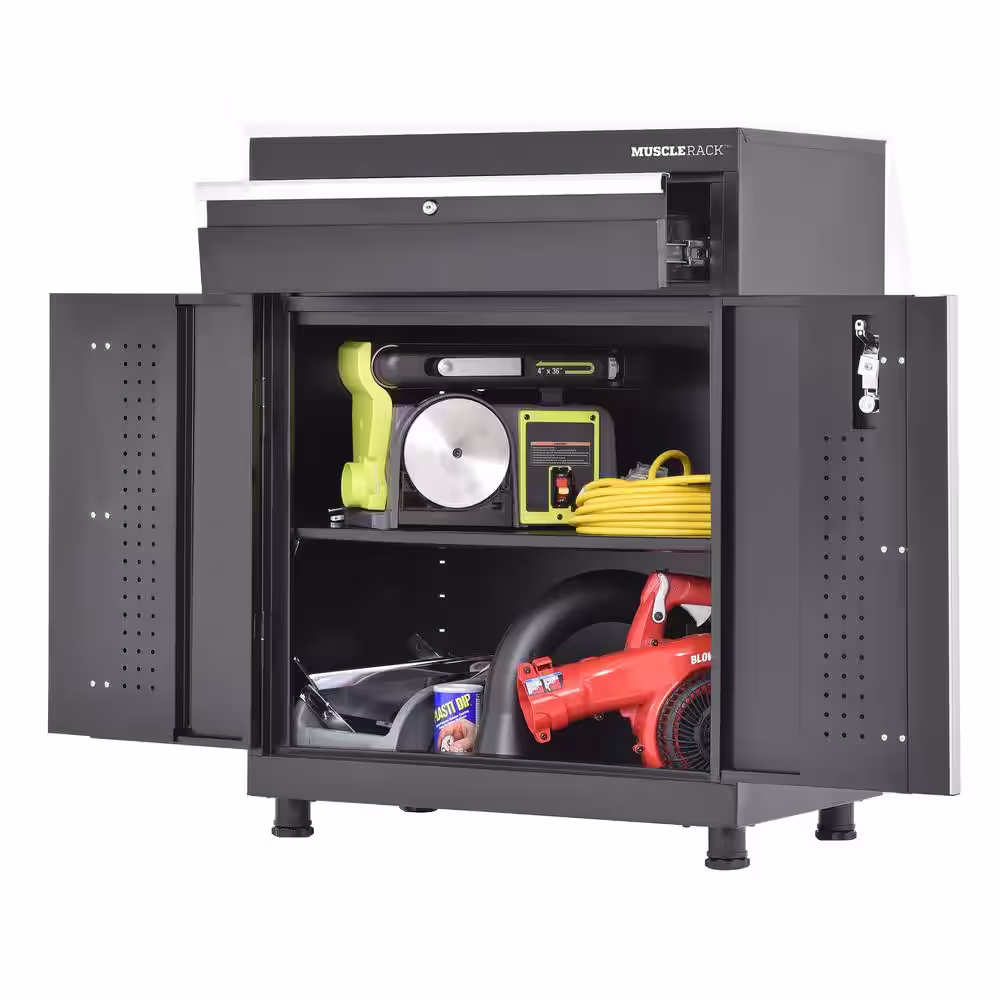 Muscle Rack Pre-Assembled 30 in. W x 18 in. D x 36 in. H Welded Freestanding Steel Base Storage Cabinet Drawer in Matte Black Finish