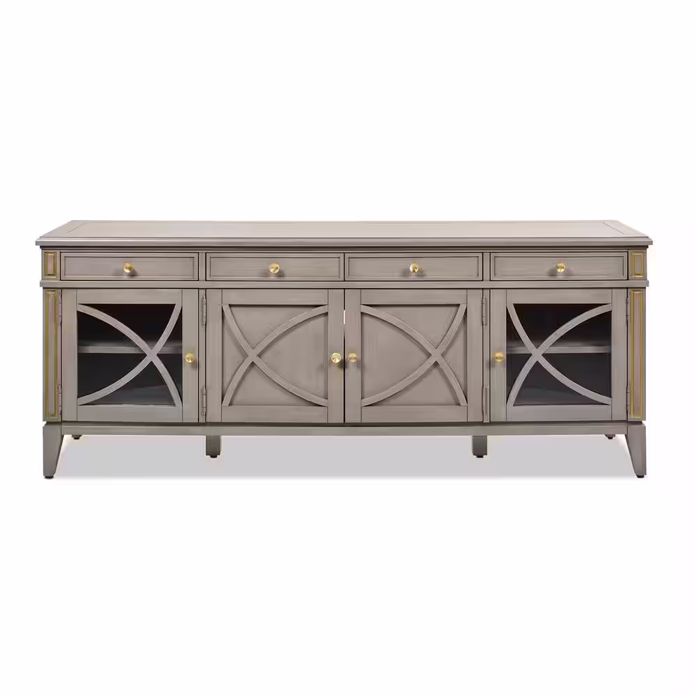 Jennifer Taylor Dauphin 71 in. Cashmere Gray Wood TV Stand Storage Display Console Table