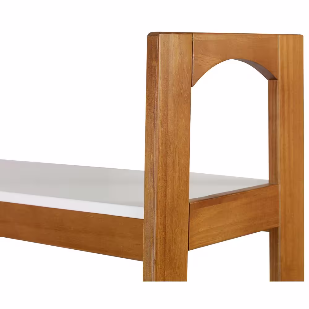 Camaflexi Mid Century Modern 74 in. White / Castanho Wood 5-Shelf Open Bookcase with Solid Wood Frame