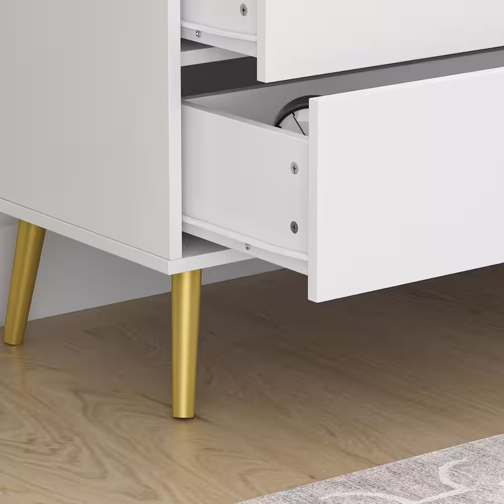 FUFU&GAGA 7-Drawer White Chest of Drawers, 31.5 in H-55.9 in W-15.7 in D