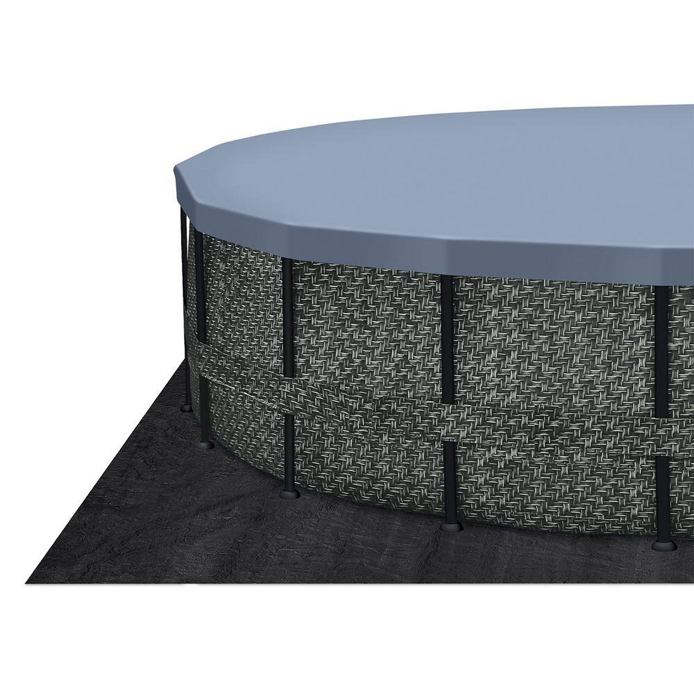 None 20 ft. Round 48 in. Deep Metal Frame Above Ground Pool, Dark Herringbone