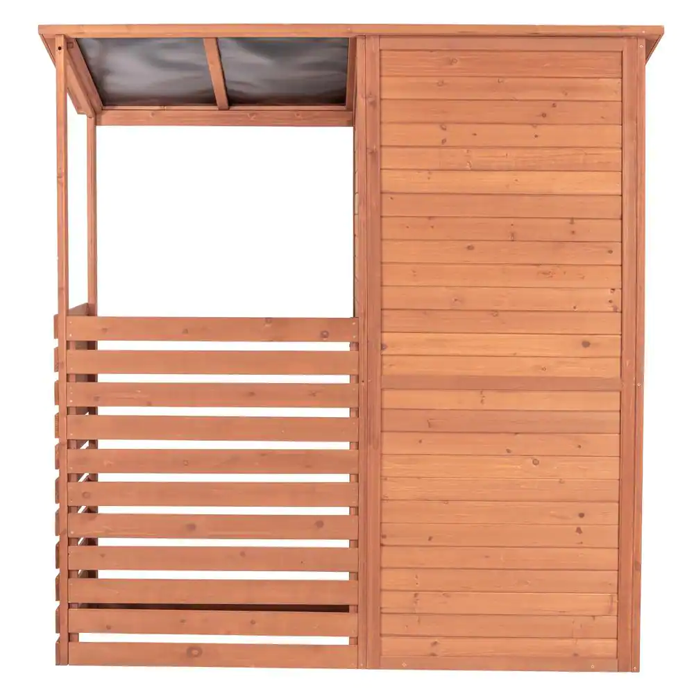 Leisure Season 69 in. W x 29 in. D x 72 in. H Medium Brown Cypress Combination Firewood and Storage Shed