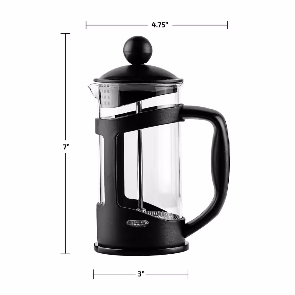 OVENTE 3-Cup Black French Press Cafetire Coffee and Tea Maker with Heat-Resistant Glass, FREE Measuring Scoop