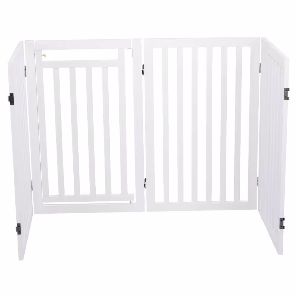 TRIXIE White Pet Gate Wooden 4-Panel Configurable Pet Gate