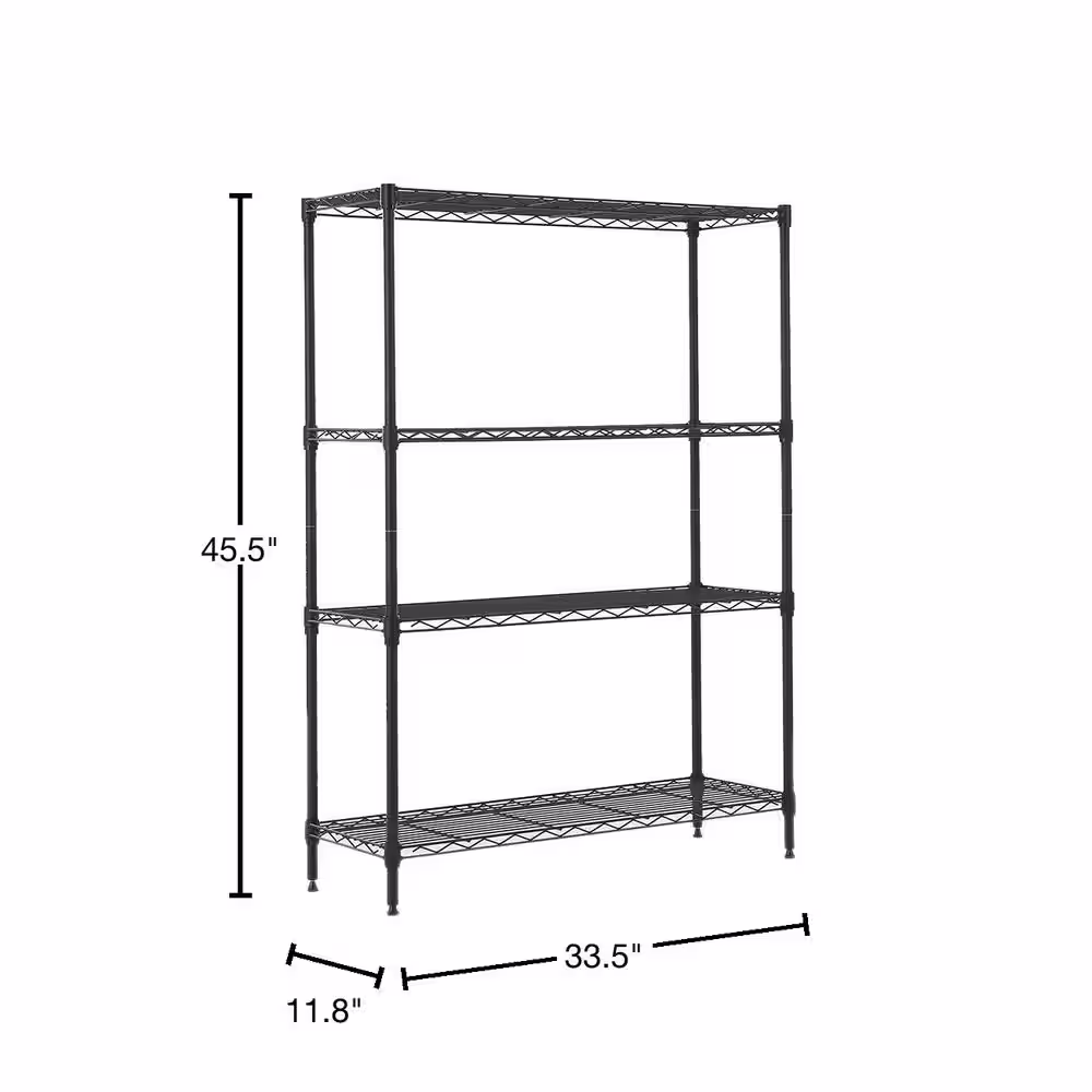 None Gray 4-Tier Steel Shelving (11.8 in. x 33. in. x 45.5 in.)