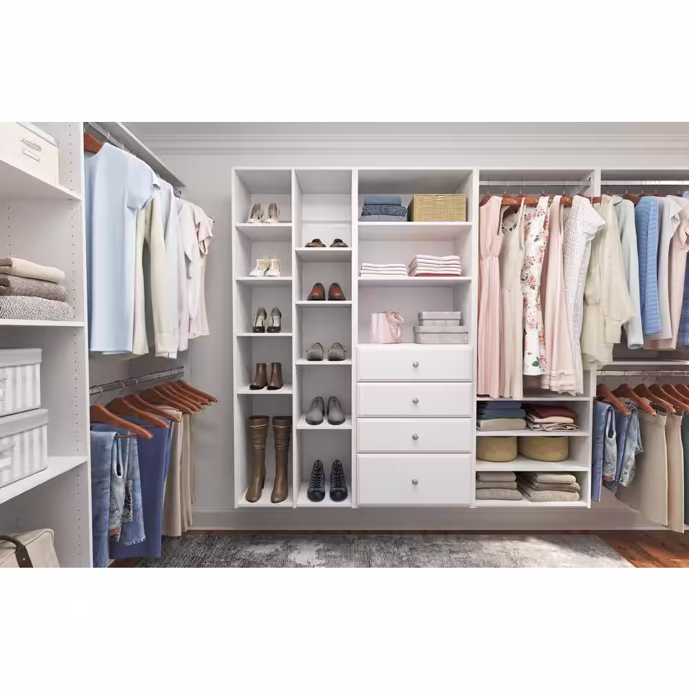 Closet Evolution 36 in. W - 60 in. W White Wood Closet System