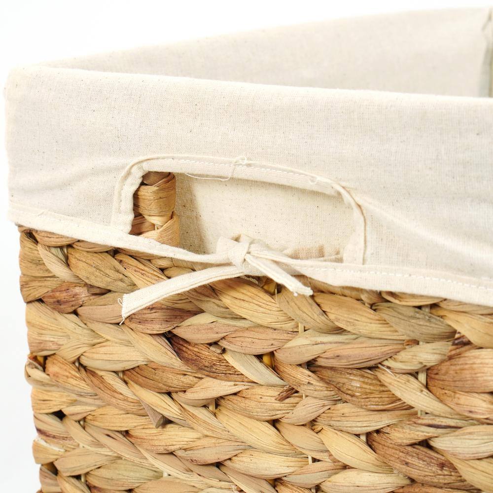 Vintiquewise Handmade Rectangular Water Hyacinth Wicker Laundry Hamper with Lid Natural, Medium