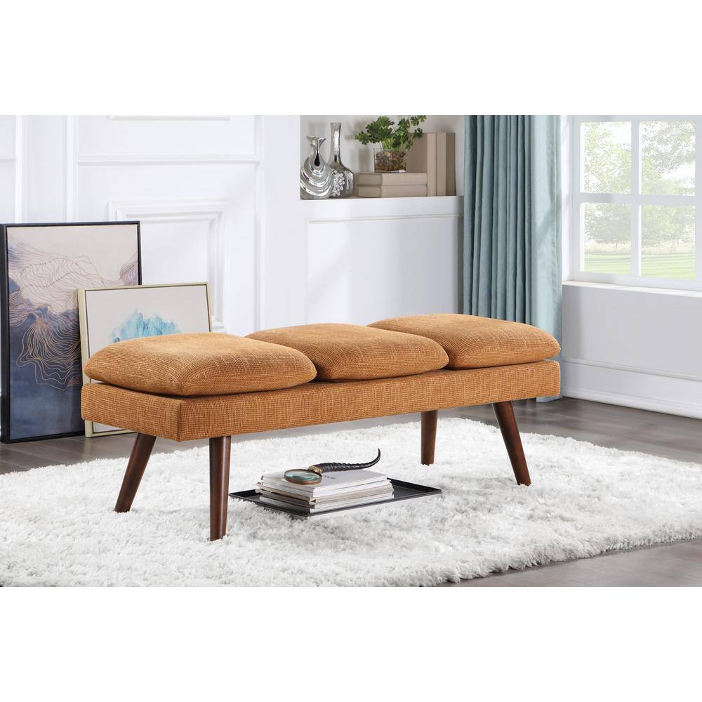 OSP Home Furnishings Amanda Rust Fabric Mid-Century Bench (54 in. x 19.75 in. x 18.25 in.)