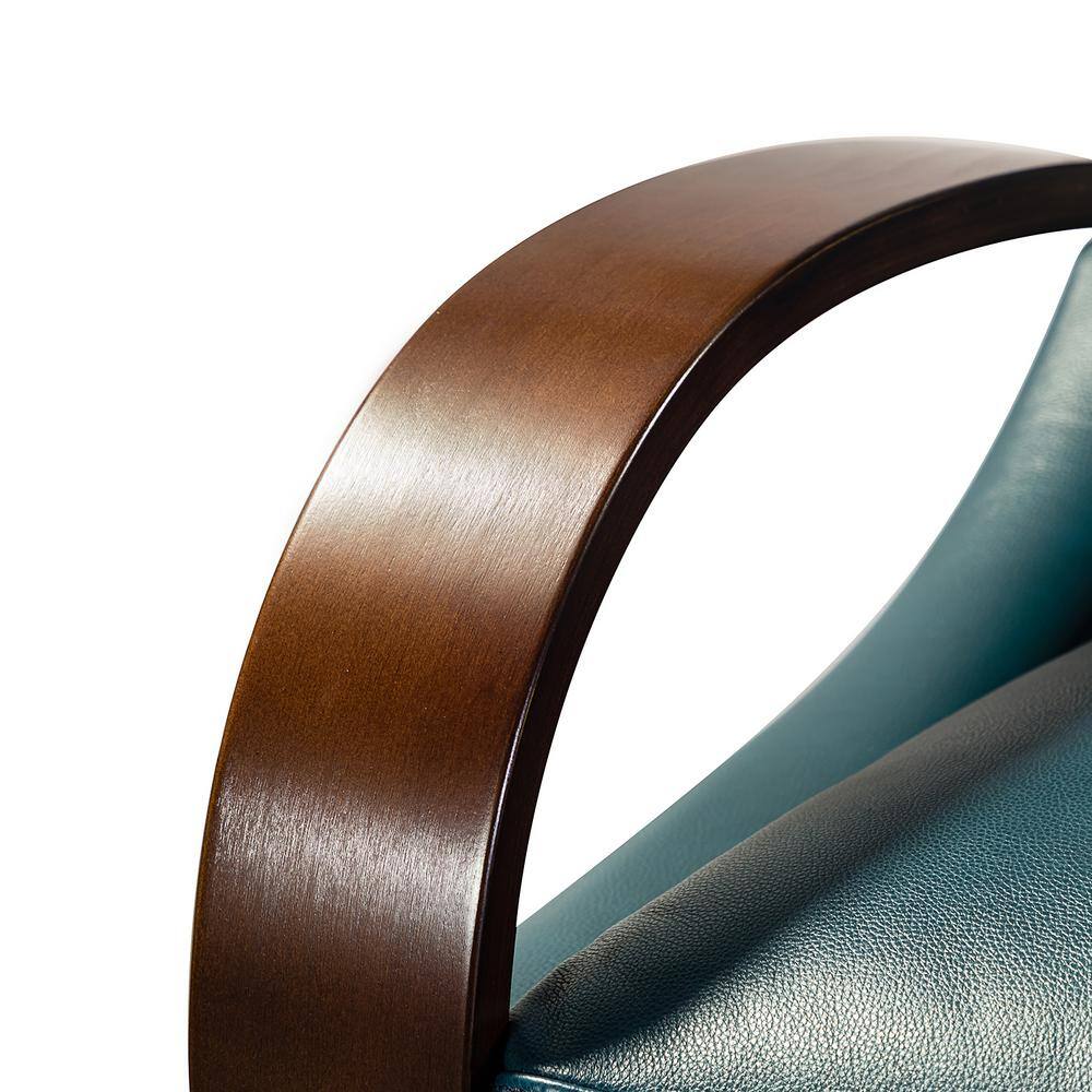 None Ernesto Turquoise Genuine Leather with The Wooden Armrest Recliner