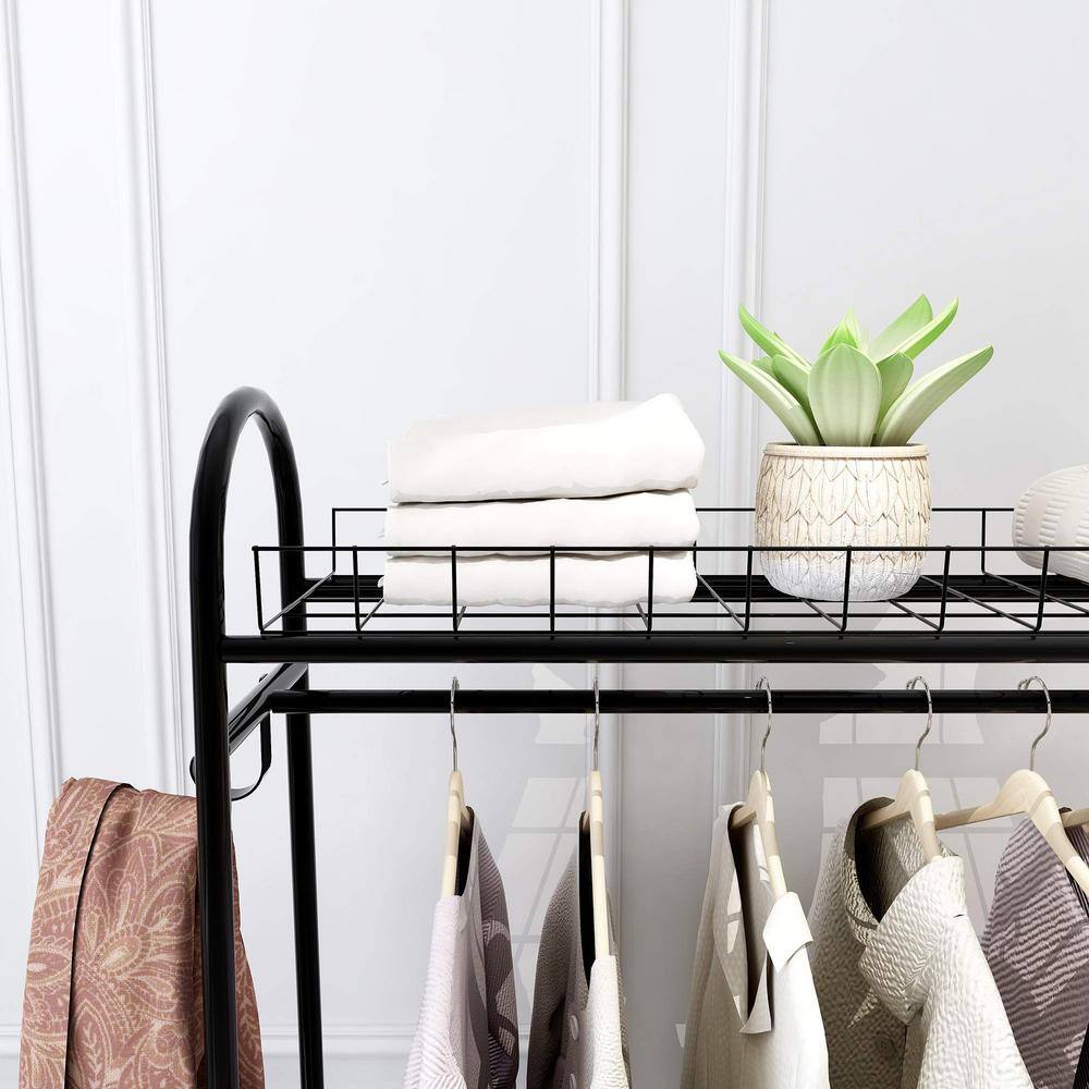 None Black Metal Clothes Rack 32.9 in. W x 64.96 in. H