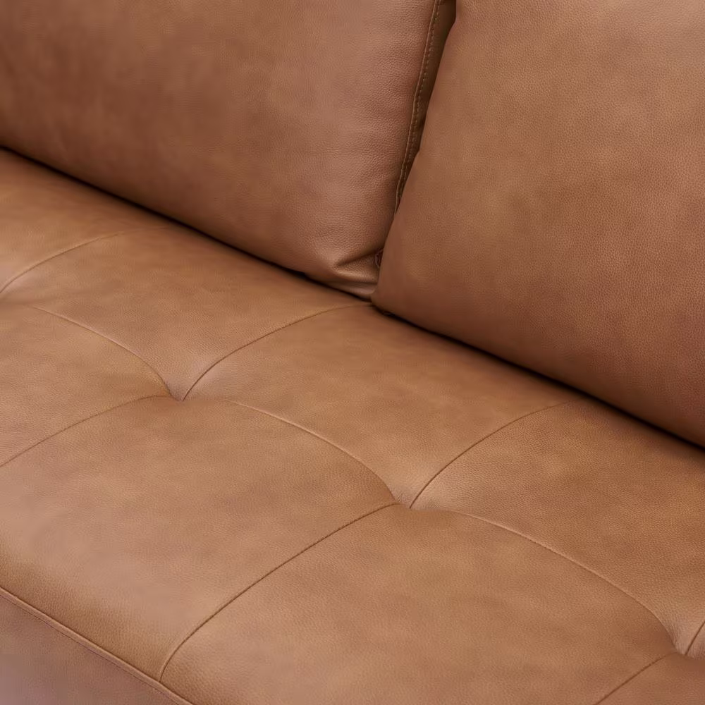 None Brown Top Grain Genuine Leather Sofa, Revel in Exquisite Leather Opulence, Unparalleled Luxury Mid-Century Leather Sofa