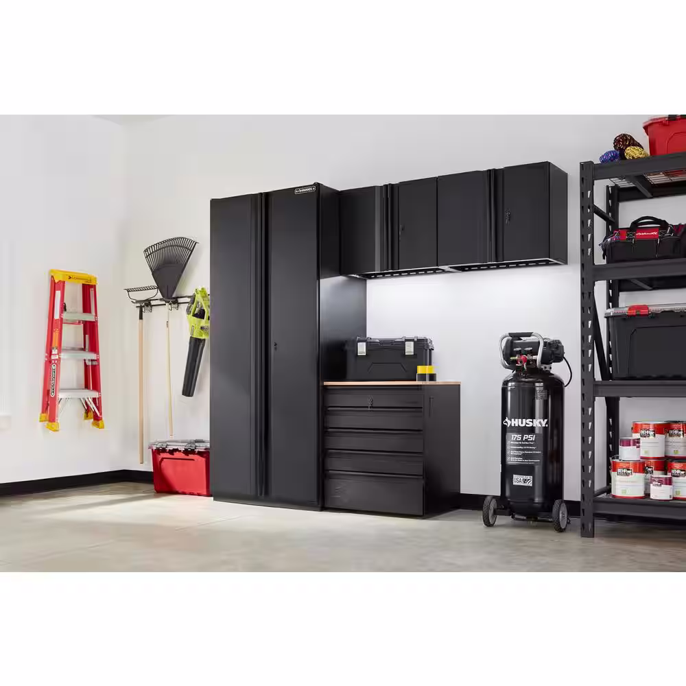 Husky 4-Piece Heavy Duty Welded Steel Garage Storage System in Black (92 in. W x 81 in. H x 24 in. D)