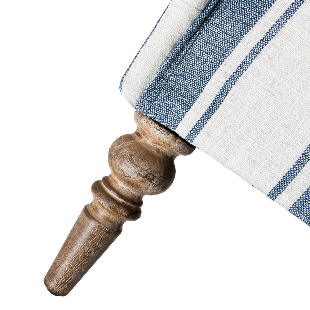 JAYDEN CREATION Hallstatt Navy Classic Wooden Upholstery Accent Arm Chair with Wood Base