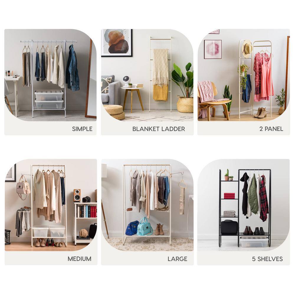 None Black Metal Garment Clothes Rack 25 in. W x 59.5 in. H