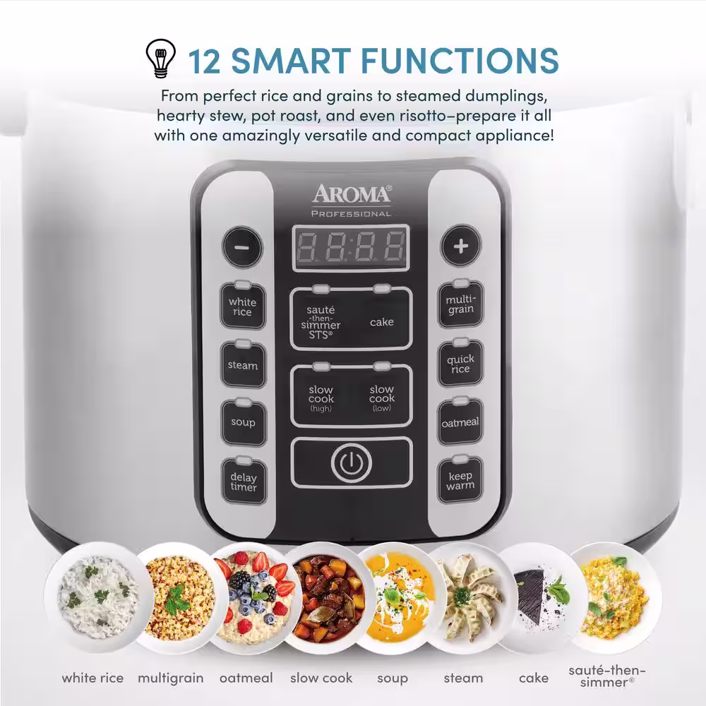 AROMA 20-Cup Stainless Steel Digital Cool-Touch Rice Cooker and Food Steamer