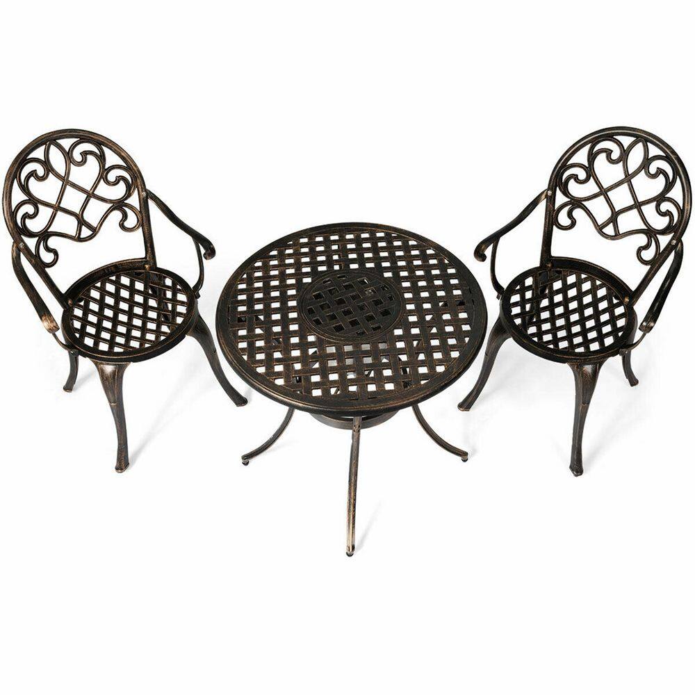 SUNRINX 3-Piece Patio Bistro Patio Conversation Set with Attached Removable Ice Bucket