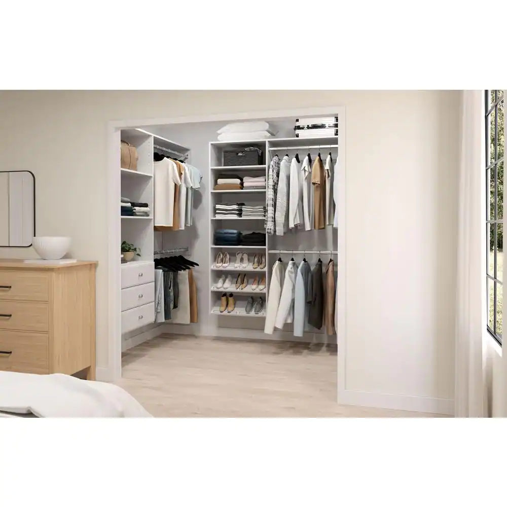 Closet Evolution Premium 36 in. W . - 60 in. W White Wood Closet System