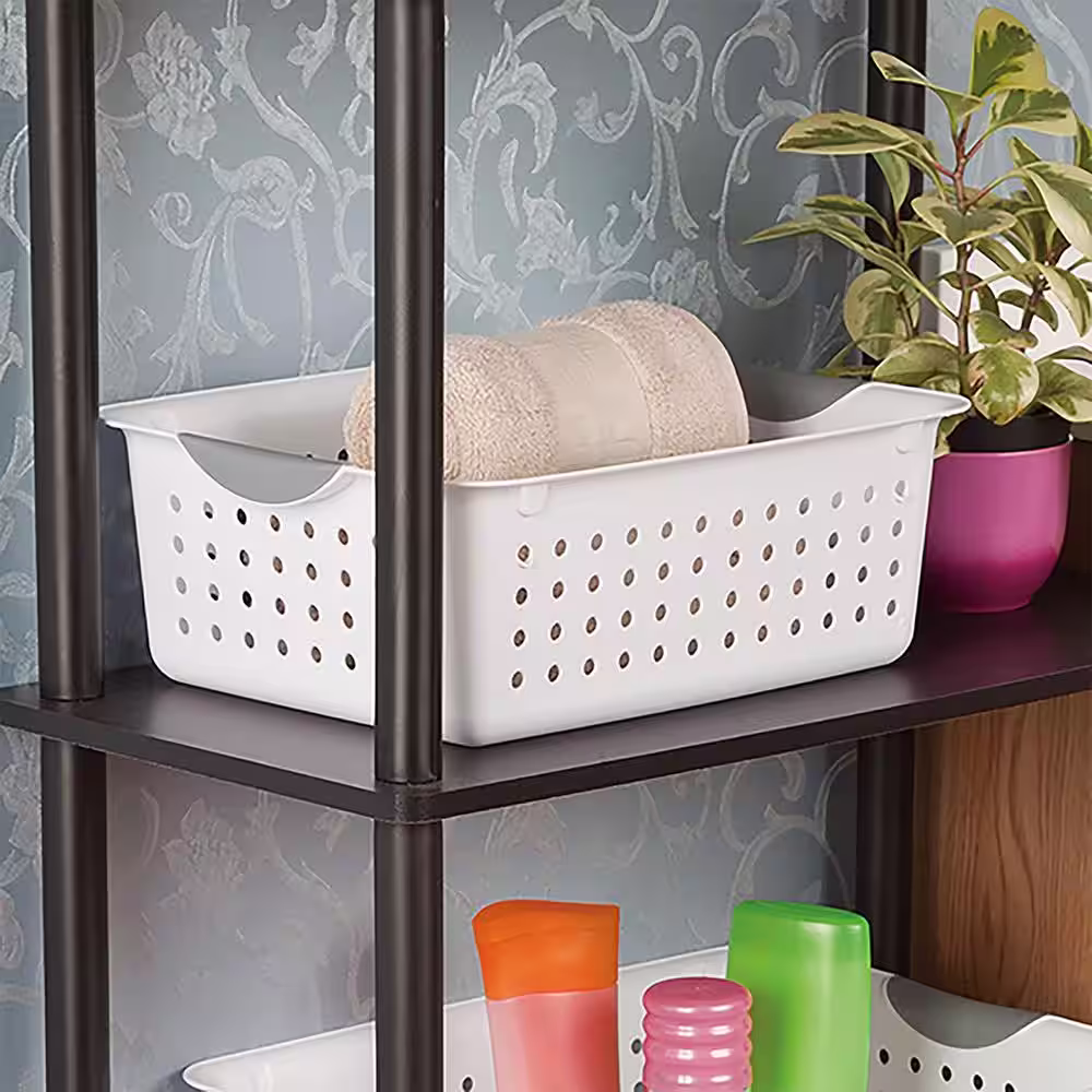 Sterilite Medium Ultra Plastic 3.0 Gal. Storage Bin Organizer Basket in White (12-Pack)