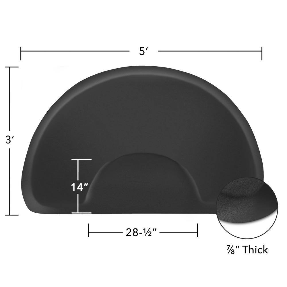 Saloniture Black 36 in. x 60 in. x 7/8 in. Semi Circle Anti-Fatigue Mat