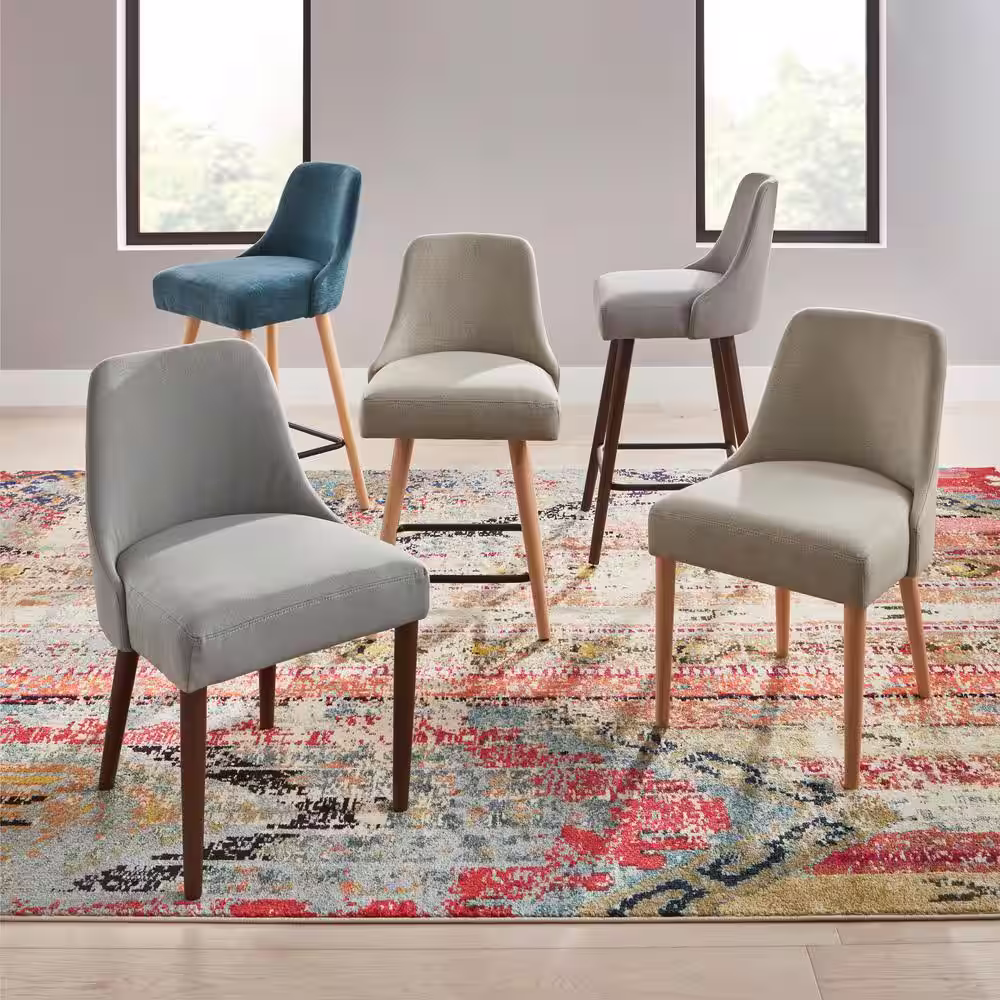 StyleWell Benfield Biscuit Beige Upholstered Dining Chair with Natural Wood Legs (Set of 2)