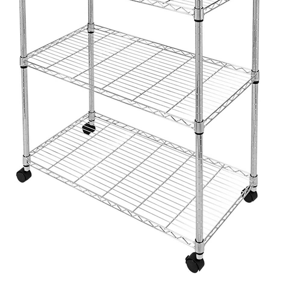 Amucolo Silver 5-Tier Steel Wire Shelving Unit with wheels (35.6 in. W x 73.2 in. H x 17.6 in. D)