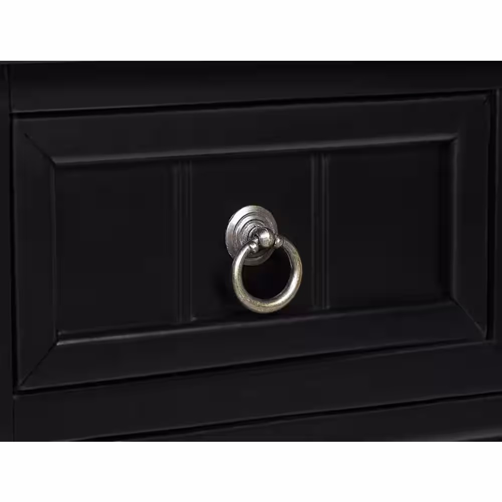 Convenience Concepts Kendra 23.75 in. Black Standard Rectangle Wood Console Table with 3 Drawers and Shelf