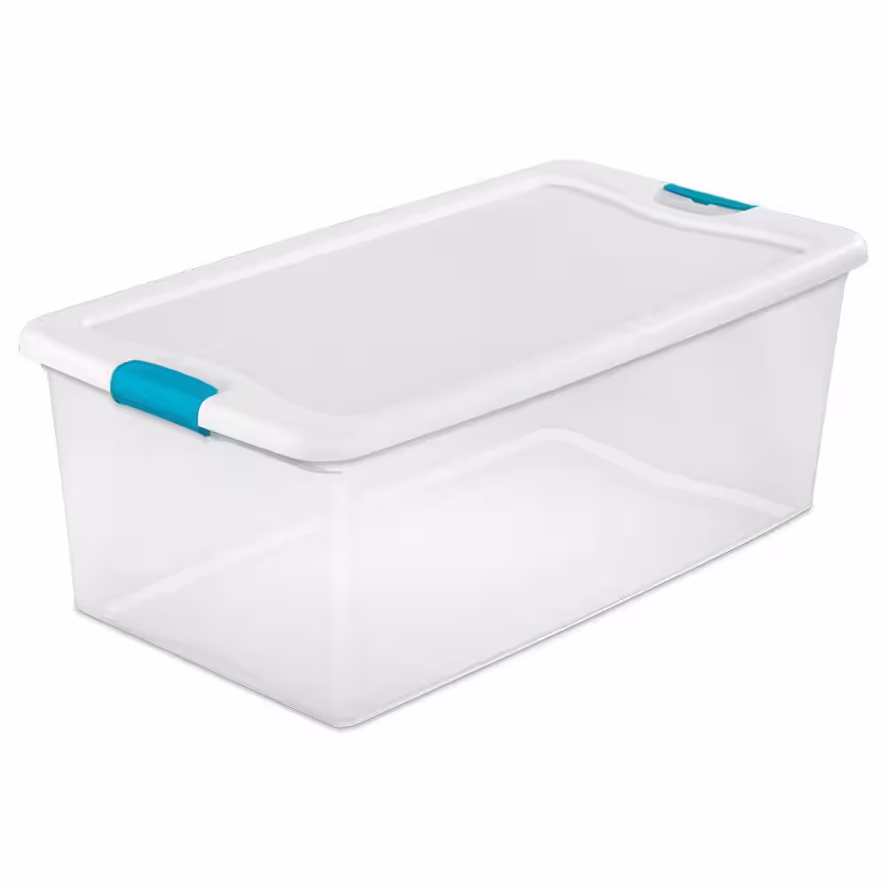 Sterilite 106 Qt. Stackable Storage Box Container (4 Pack) + 64 Qt Box (6 Pack)