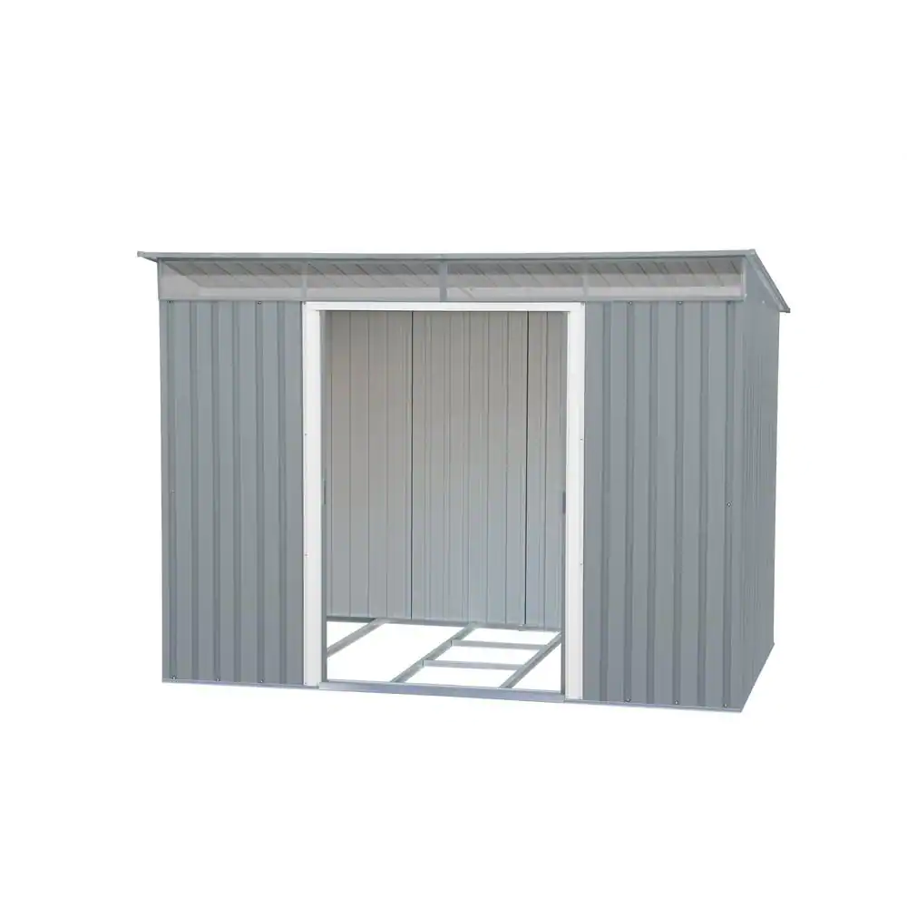DURAMAX Pent Roof 8 ft. W x 6 ft. D Metal Lean to Shed with Skylight Light Gray 48 sq. ft.