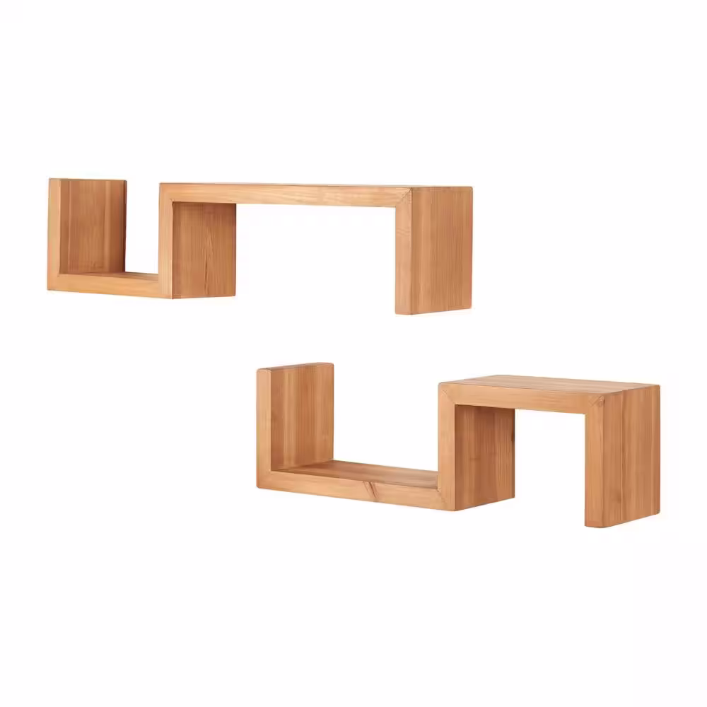 StyleWell 6 in. H x 24 in. W x 5 in. D Natural Wood Wall-Mount Floating Shelf (Set of 2)
